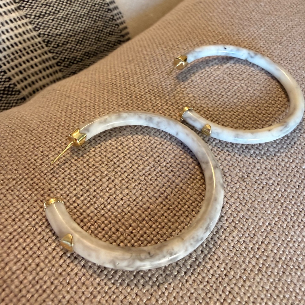 Marbled Hoop Earrings with Gold Accents